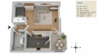 Gemütliches Apartment mit separater Küche und schönem Westbalkon... - Wohnungsgrundriss mit Balkon