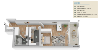 ERSTBEZUG: Designstudio mit traumhaftem Westbalkon und separater Küche - Grundriss