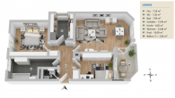 Gemütliche 3-Zimmerwohnung in S-Bahnhofnähe mit Süd-Balkon.... - Grundriss 3D